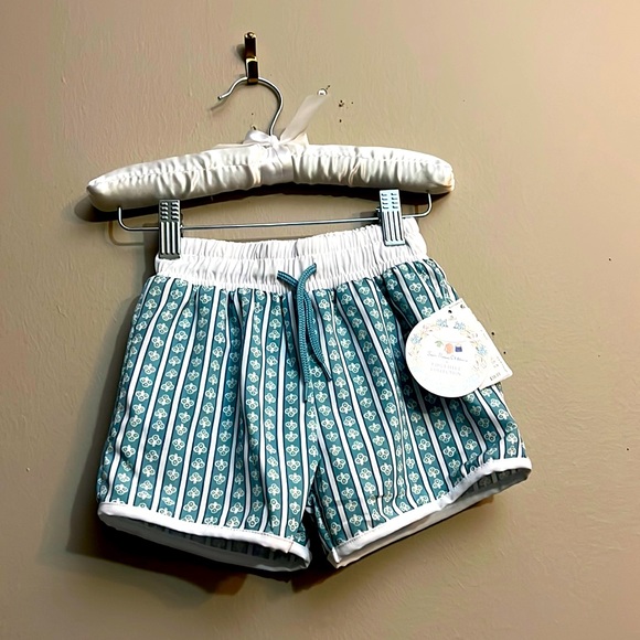 Edgehill Collection x Sun House Children's Talmadge Stripe Swim Trunks - Picture 1 of 9